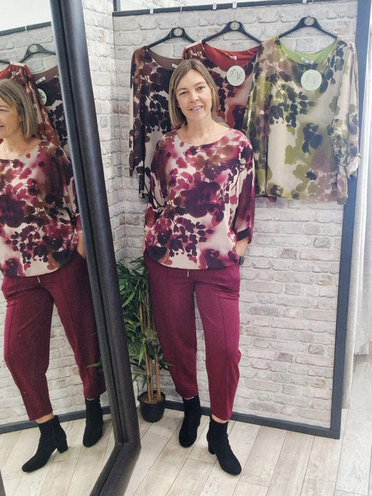 Abstract Leaf Print Top