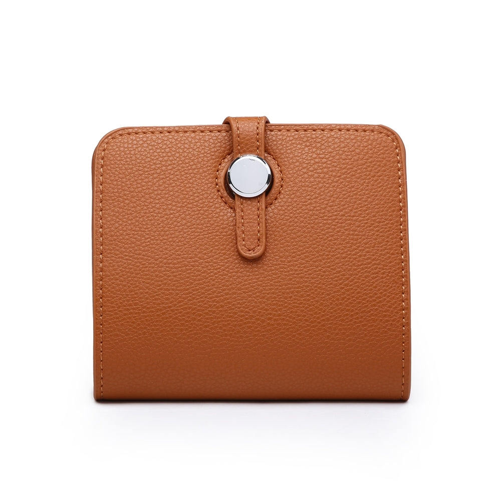 Small 2 in 1 purse card holder in brown leather.