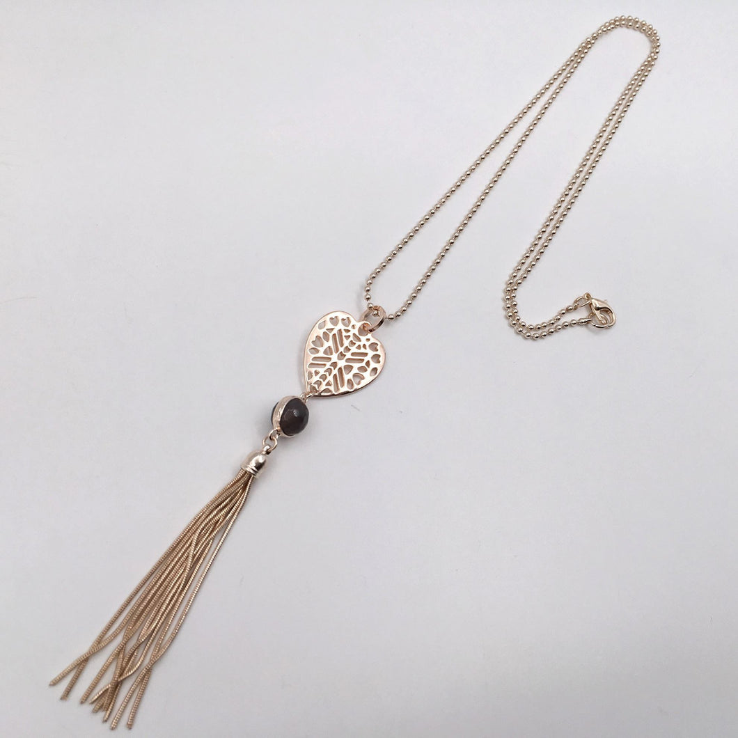 Long Heart and Tassel Necklace