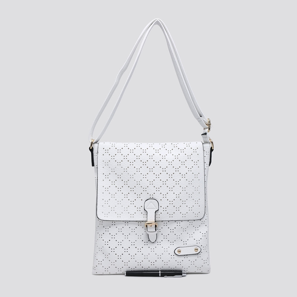 Soft Touch Diamond Perforated Crossbody Bag