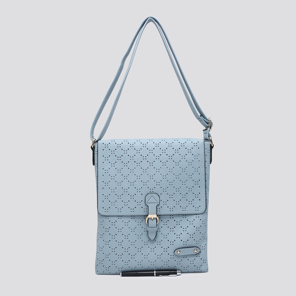 Soft Touch Diamond Perforated Crossbody Bag