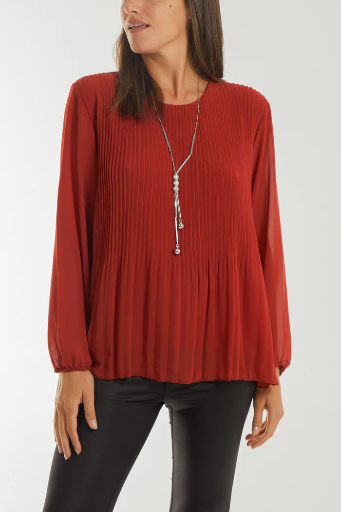 Pleated Long Sleeve Top