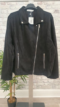 Load image into Gallery viewer, Black Faux Suede Biker Jacket
