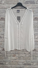 Load image into Gallery viewer, Lace Trim V-Neck Blouse
