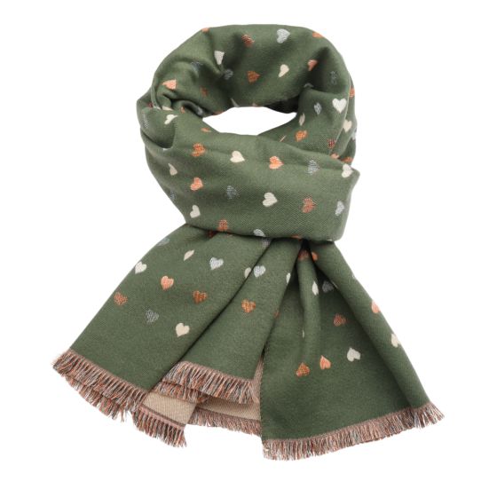 Little Hearts Scarf - Luxury Winter Weight with Tassel Edge
