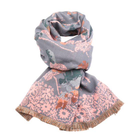 Butterflies Flowers Scarf - Winter Weight and Abstract Design