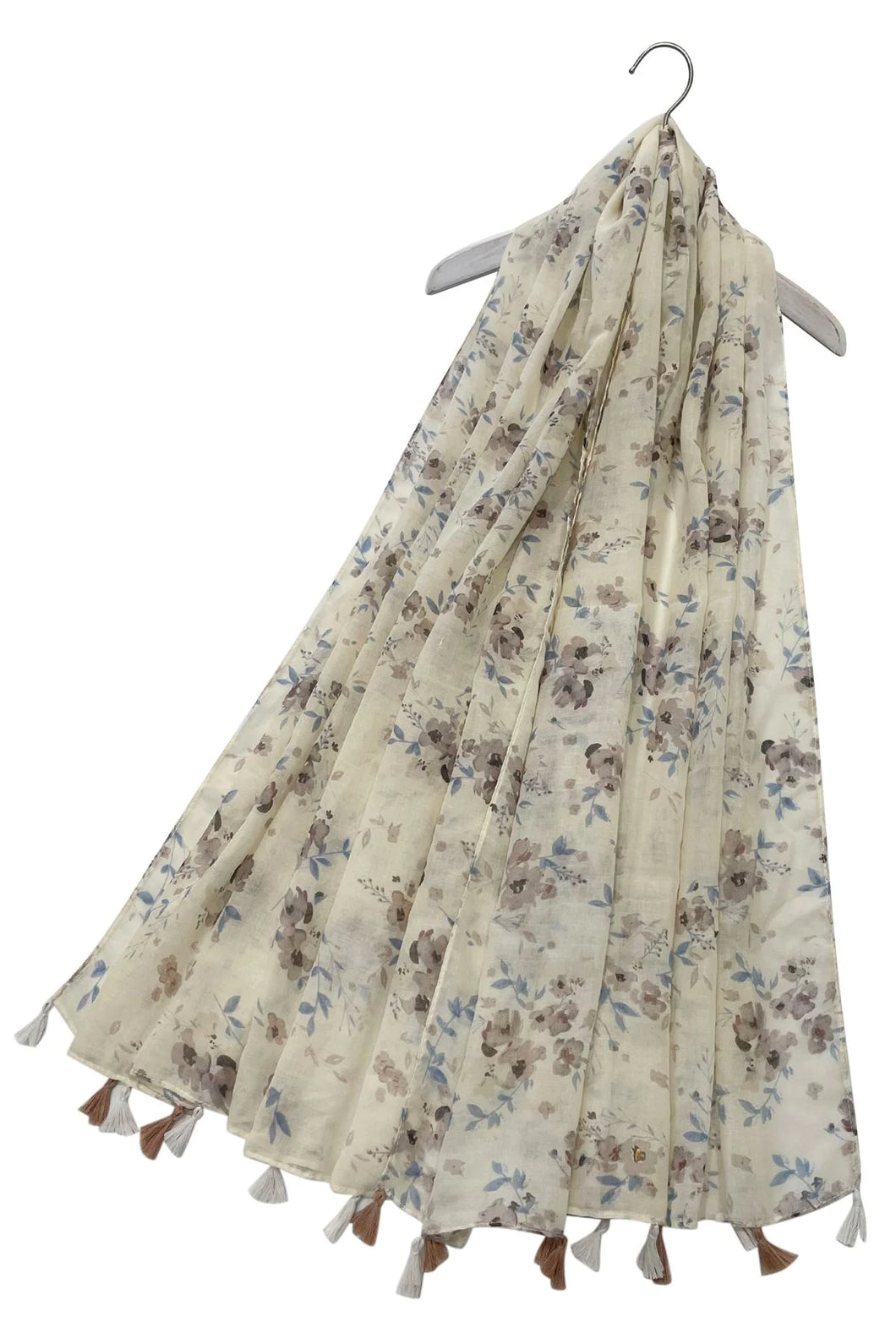 Vintage Floral Tassel Scarf