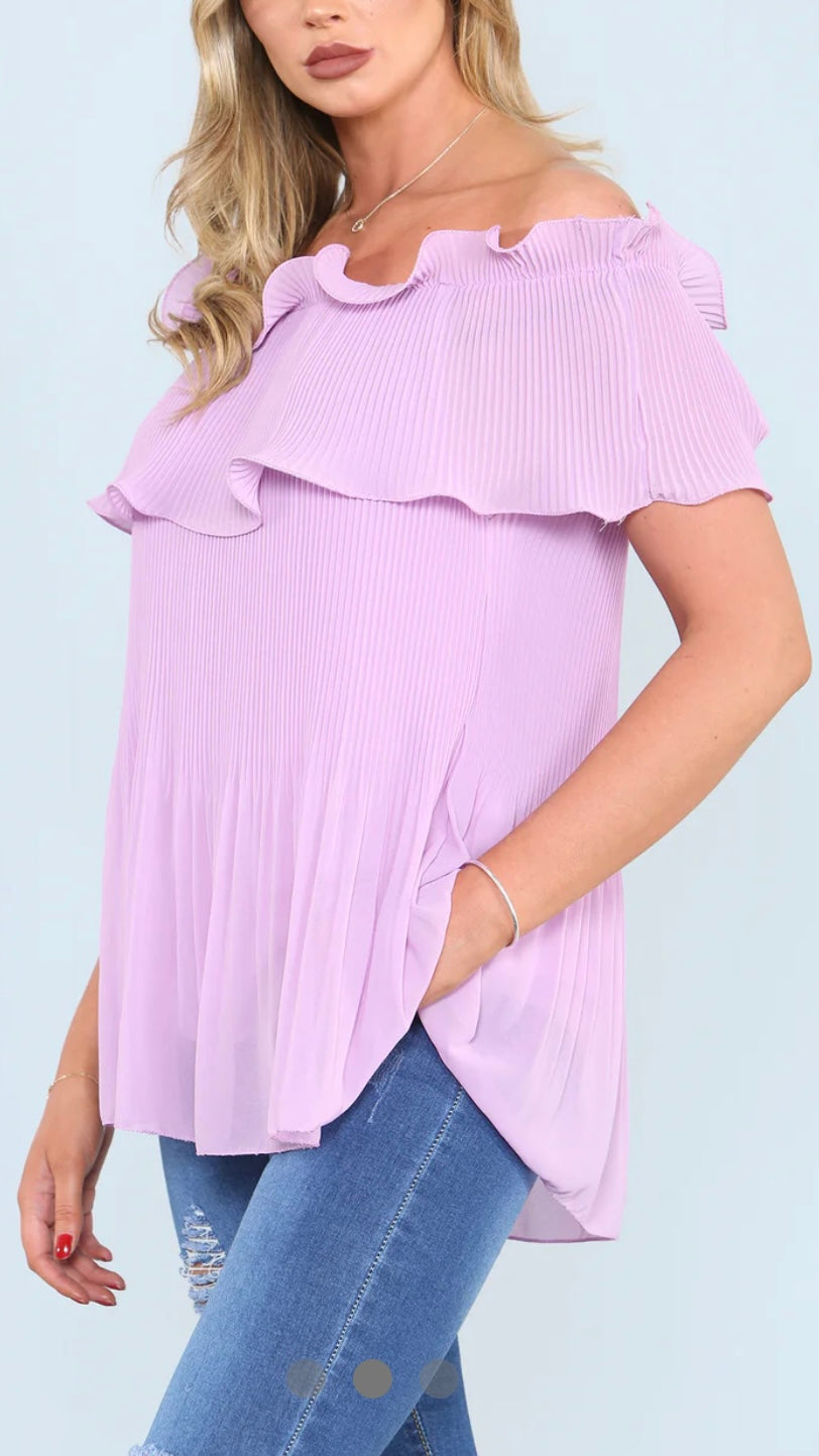 Pleated Bardot Top