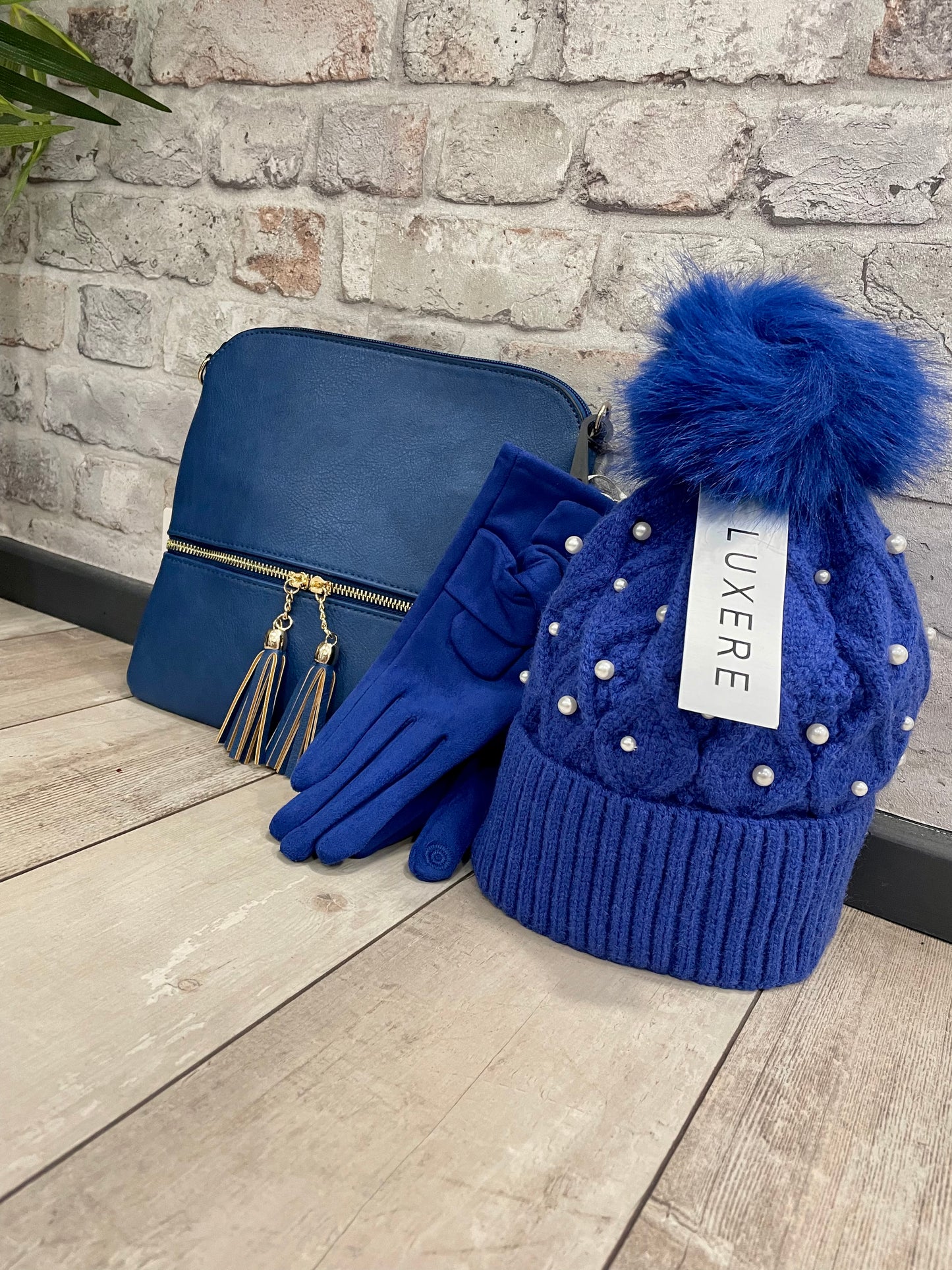 Royal Blue Hat, Gloves and Scarf