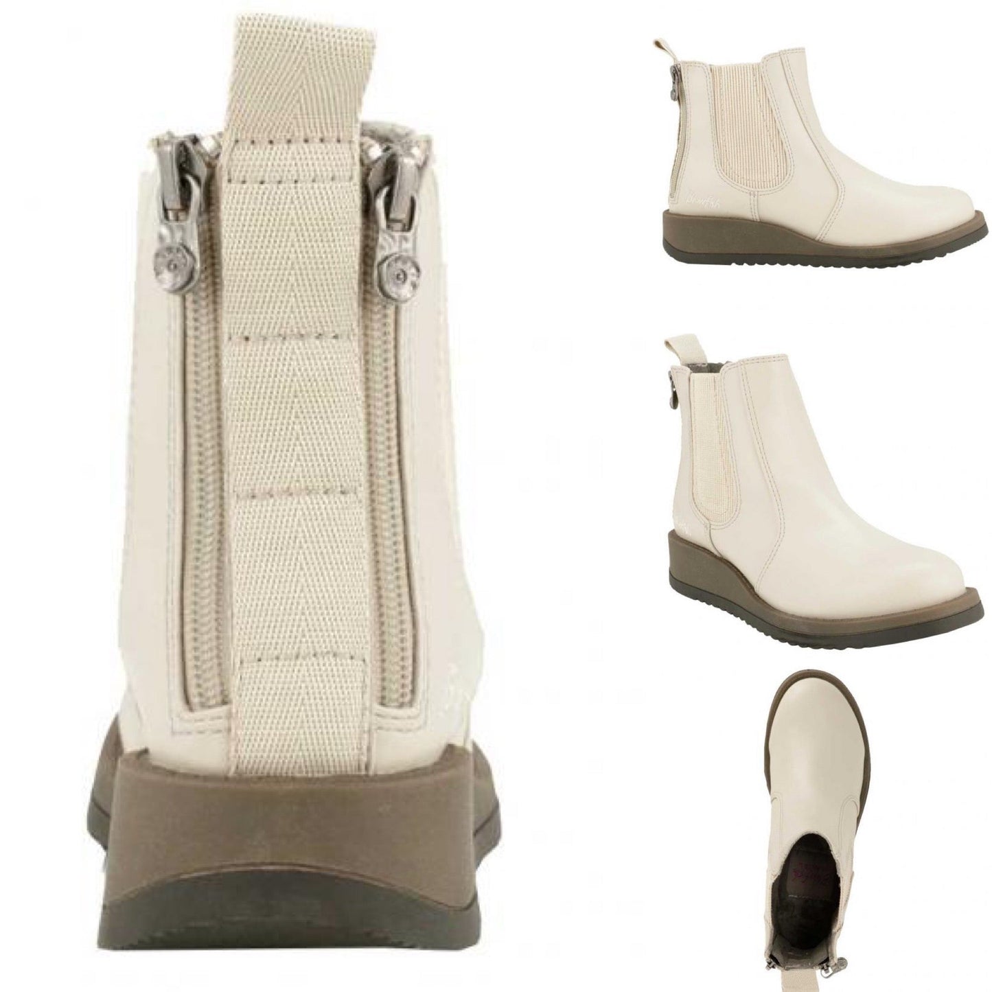 Blowfish Calo Chelsea Boot with double back zippers and cushioned footbed.