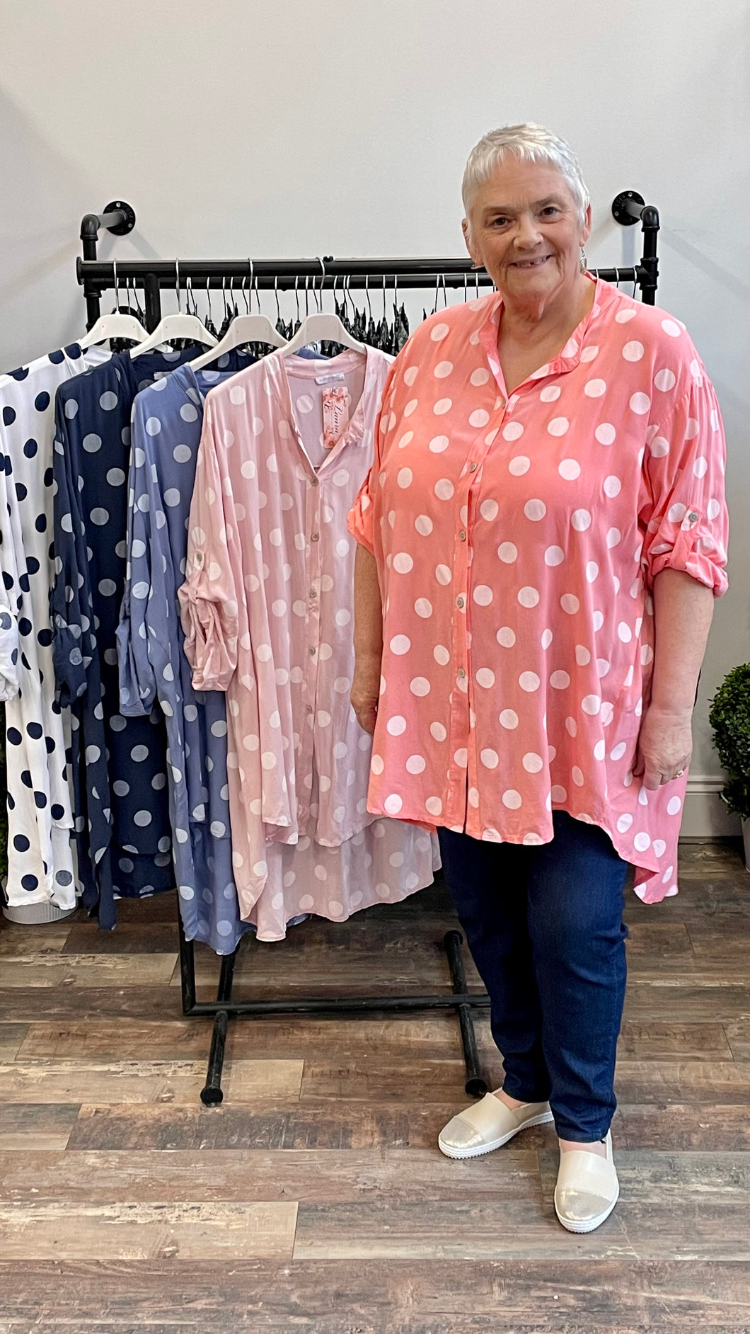 Spot Cotton Grandad Shirt Dress