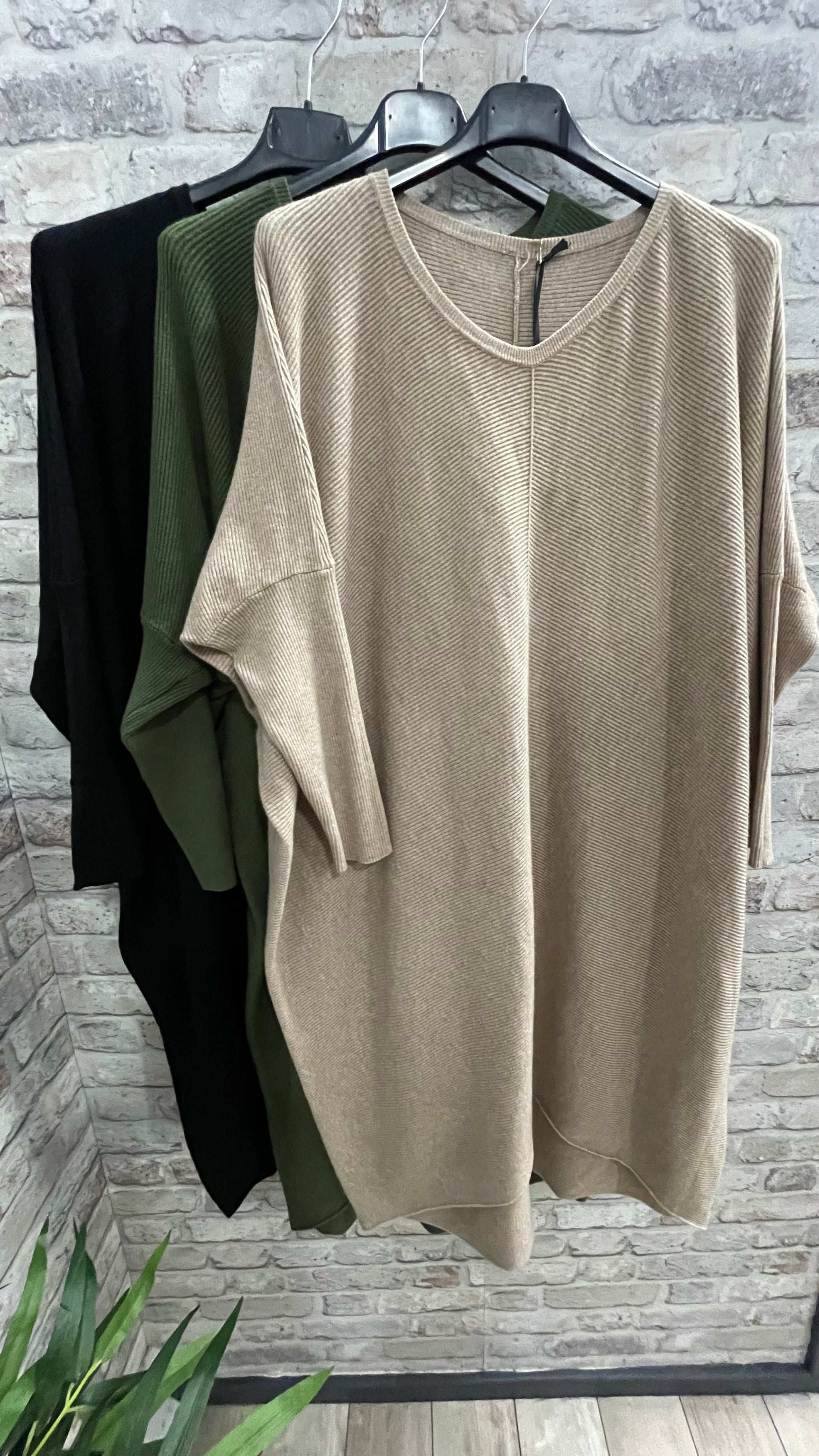Jumper Dress - Chic V Neck Knitted Longline Style 