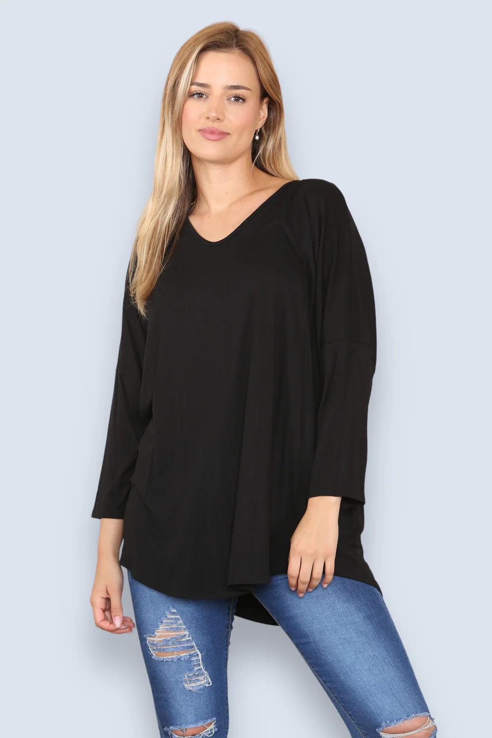 Soft VNeck 3/4 Sleeve T-Shirt