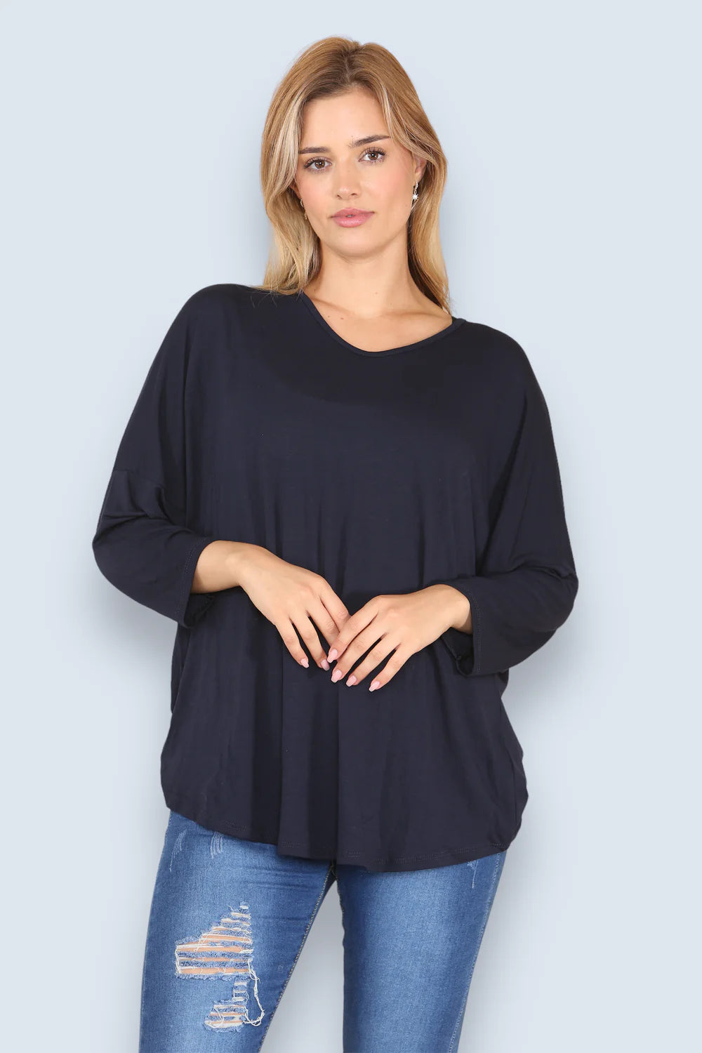 Soft VNeck 3/4 Sleeve T-Shirt