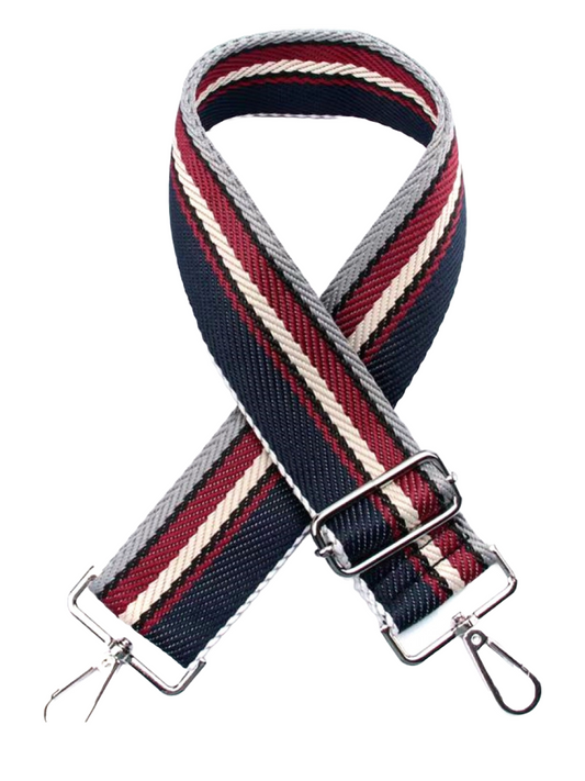 Stripe Wide Bag Strap with rose gold stripe, interchangeable design.