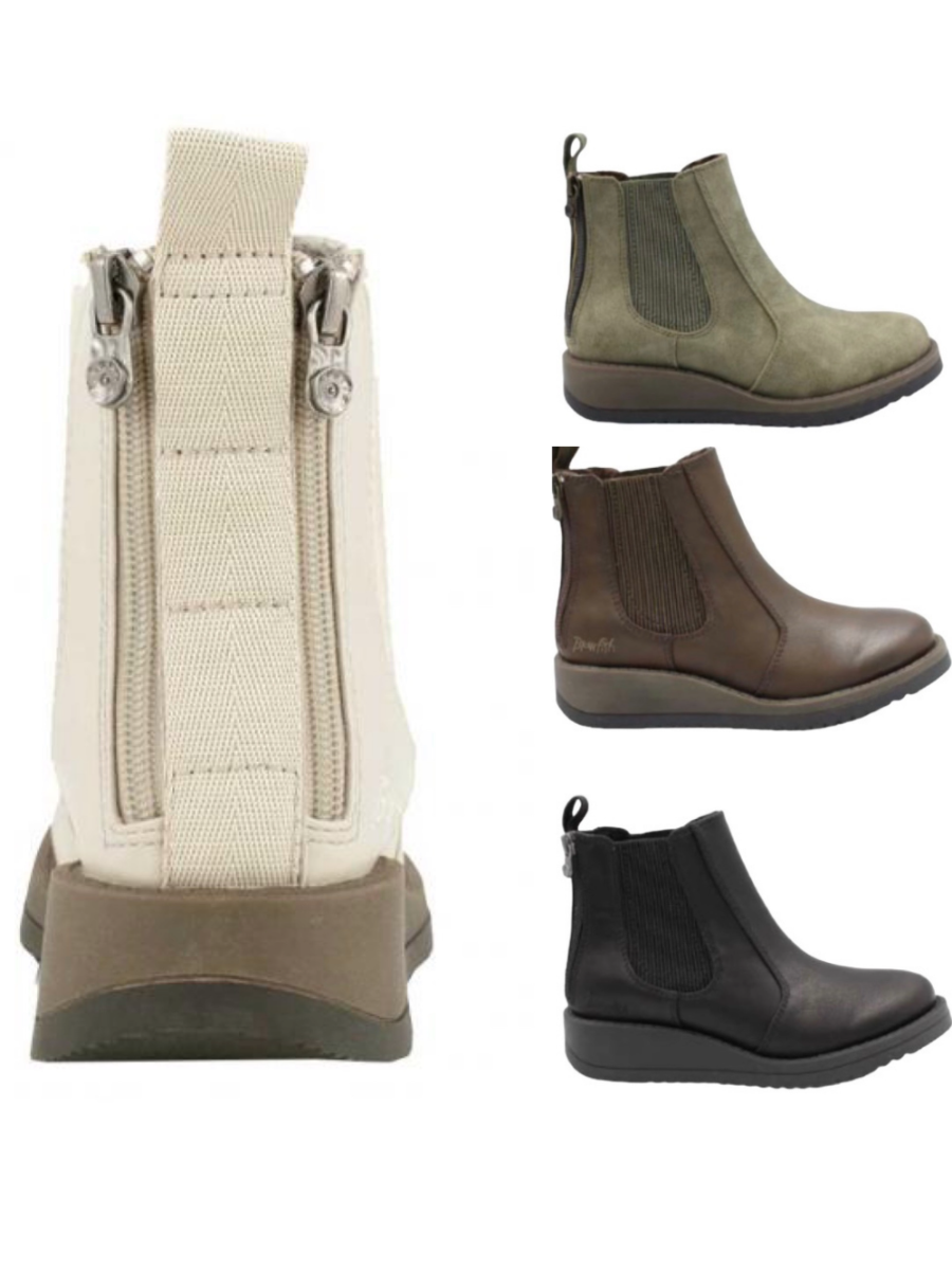 Blowfish Calo Chelsea Boot with double back zippers and cushioned footbed in multiple colors.