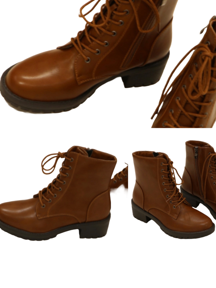 Brown Zip Soft Boot with lace, pull tab, nice grip.