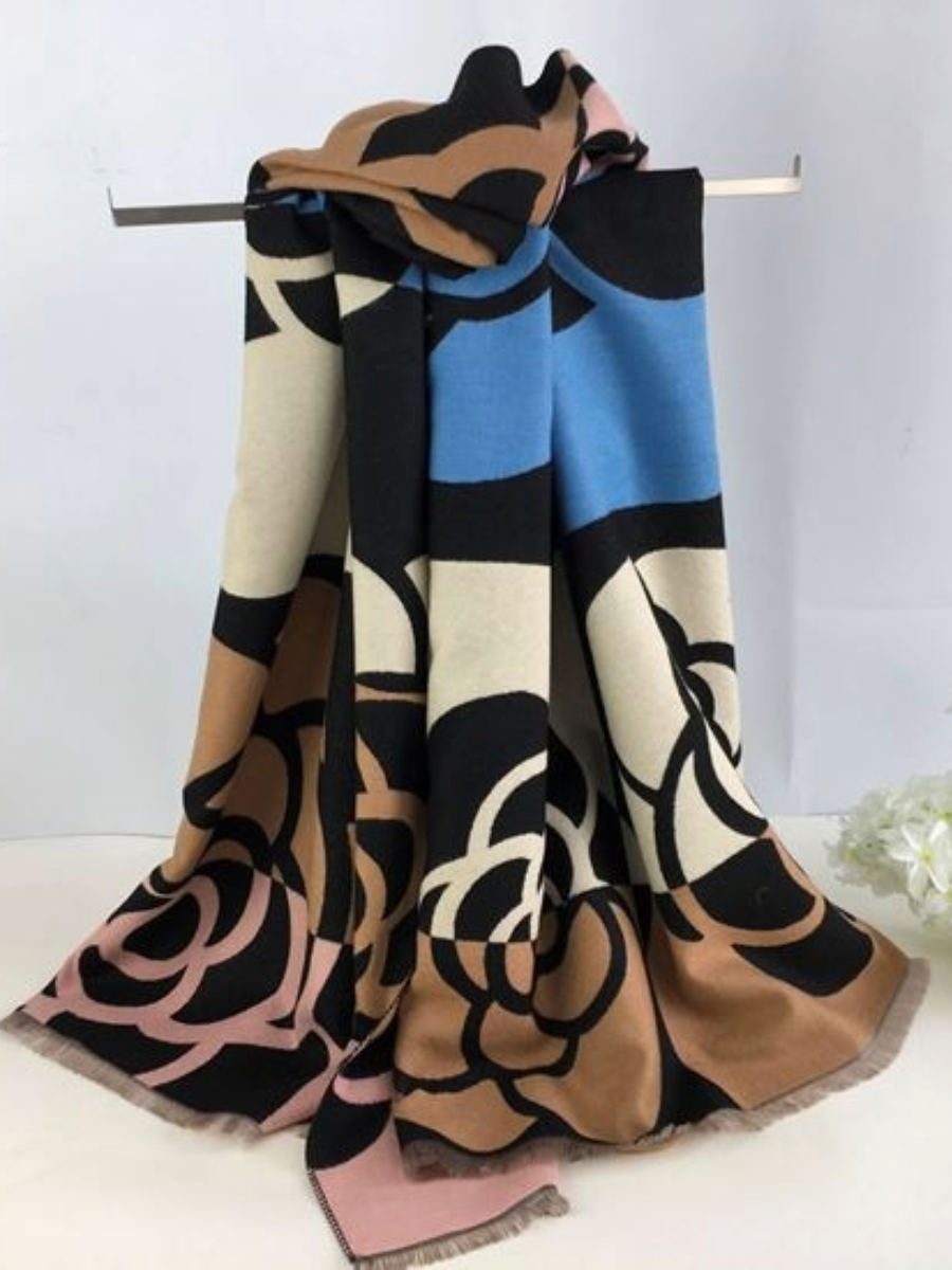 Winter Scarf - Abstract Flower Design in 3 Colour Options