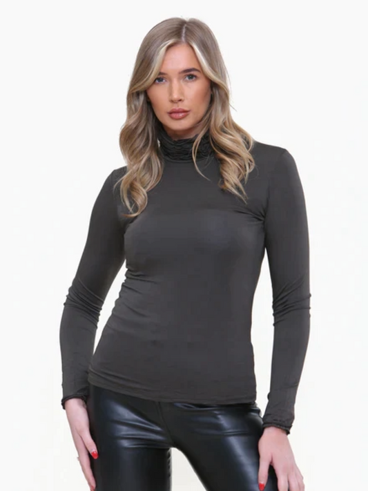 Ruffle Neck Top - Stylish Ruffle Neckline for Chic Vibe