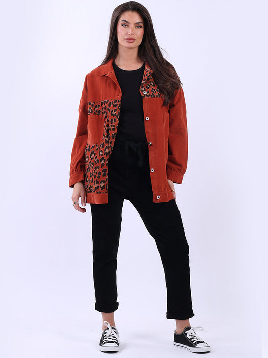 Leopard Cord Shirt Jacket