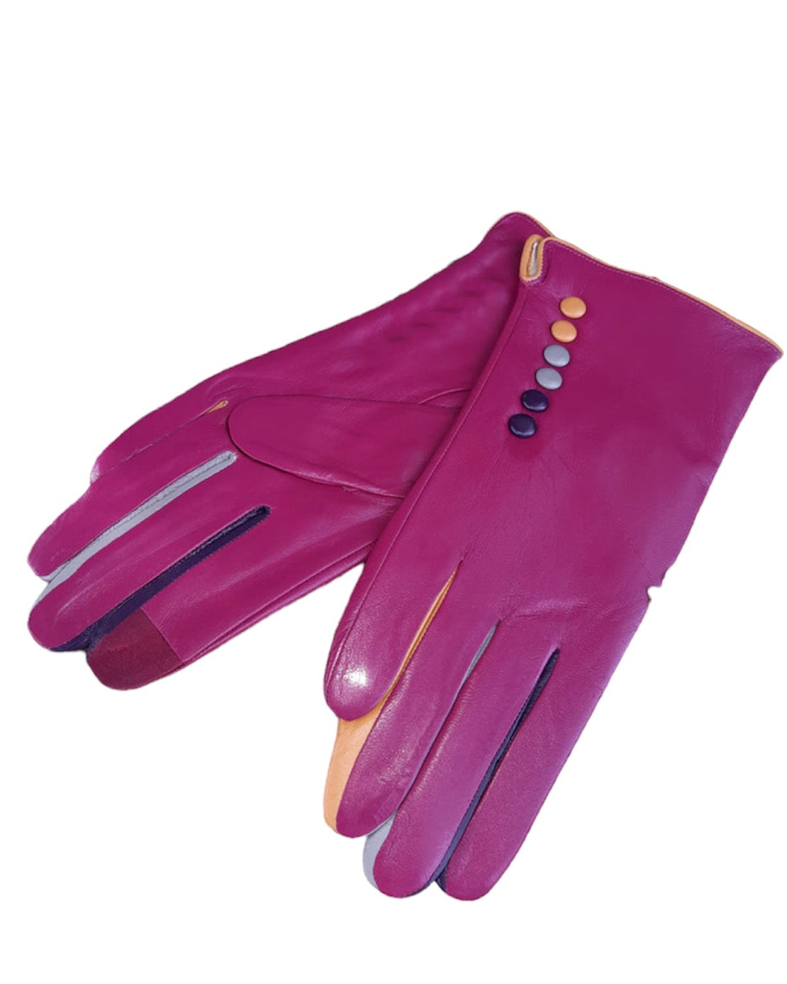 Real Leather Button Gloves - Stylish Button Detail | Vera Tucci