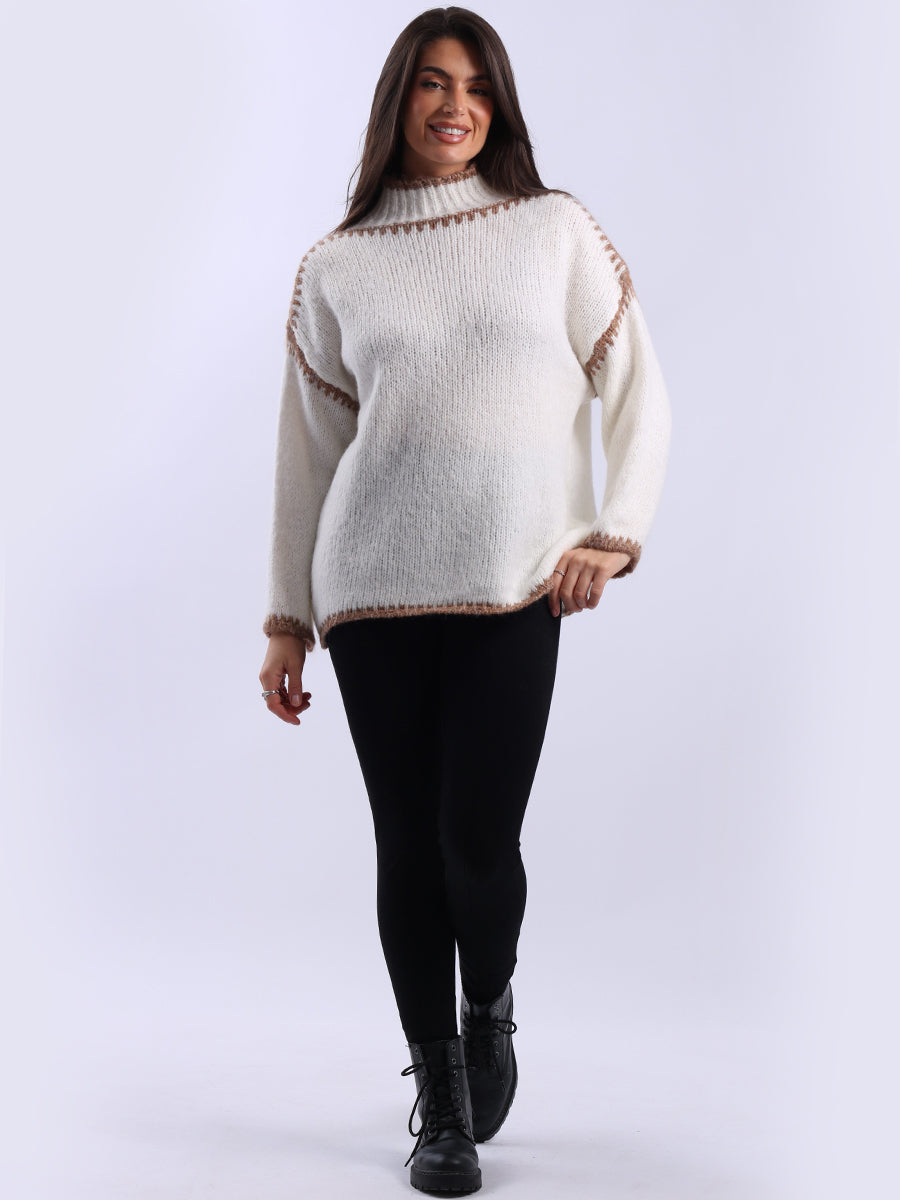 Funnel Neck Whipstitch Jumper