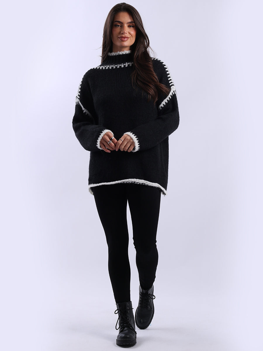 Funnel Neck Whipstitch Jumper