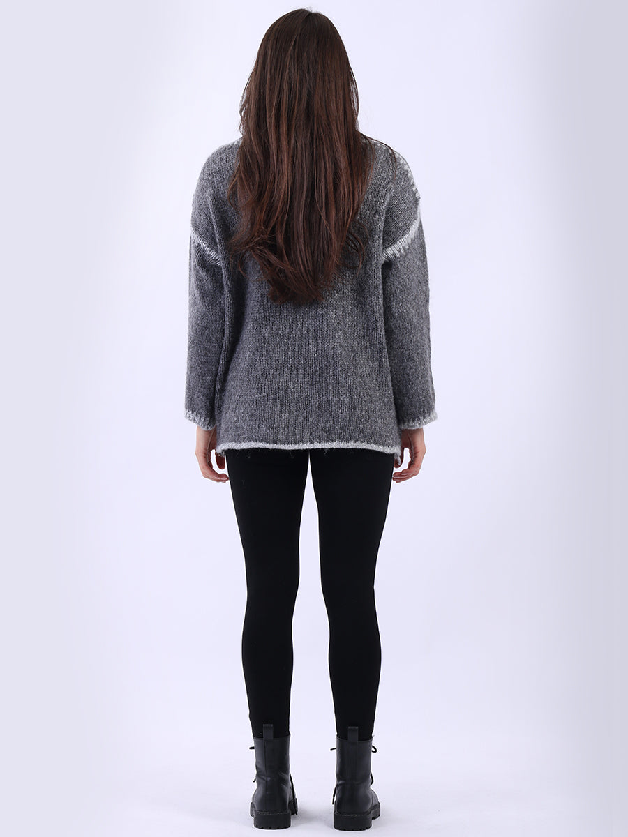 Funnel Neck Whipstitch Jumper