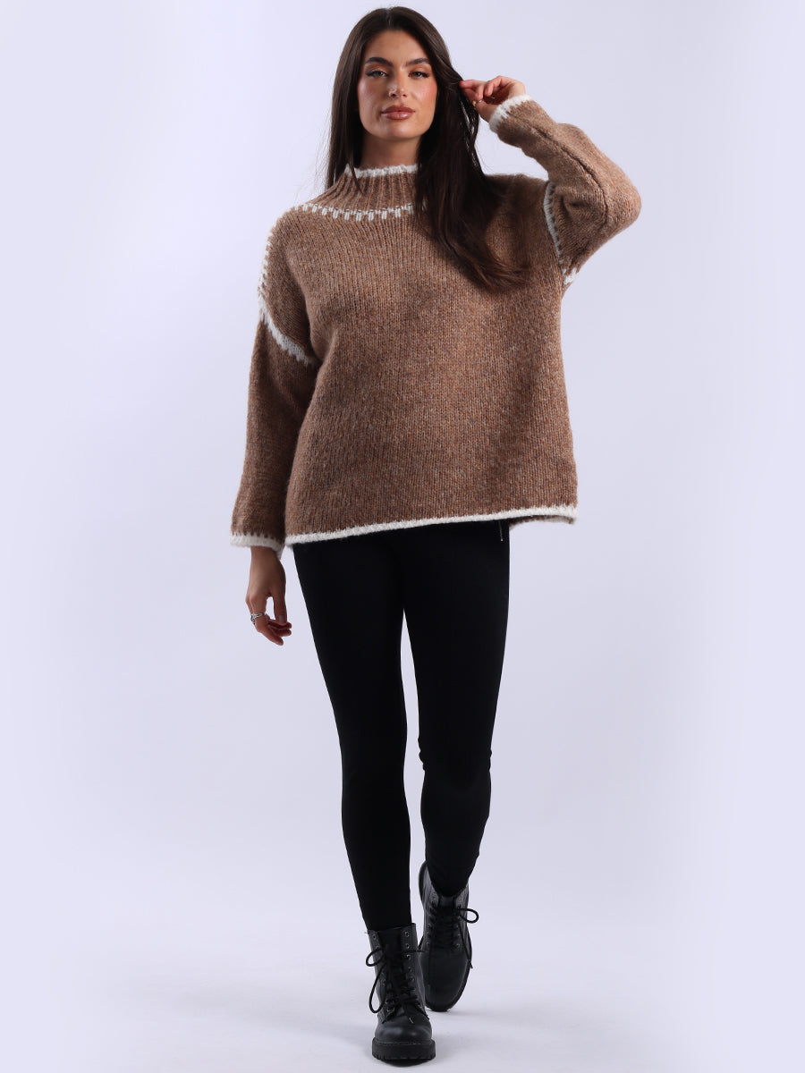 Funnel Neck Whipstitch Jumper