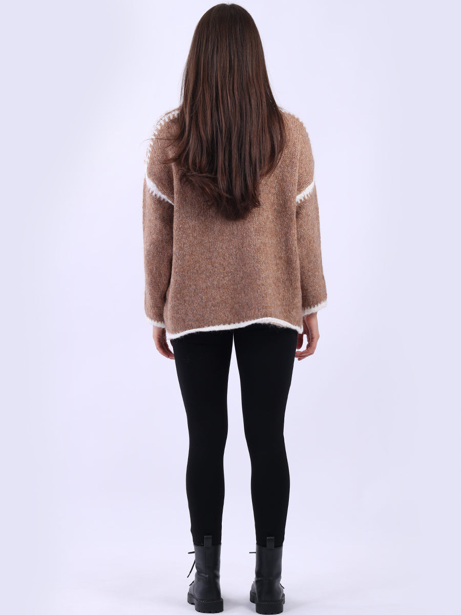 Funnel Neck Whipstitch Jumper