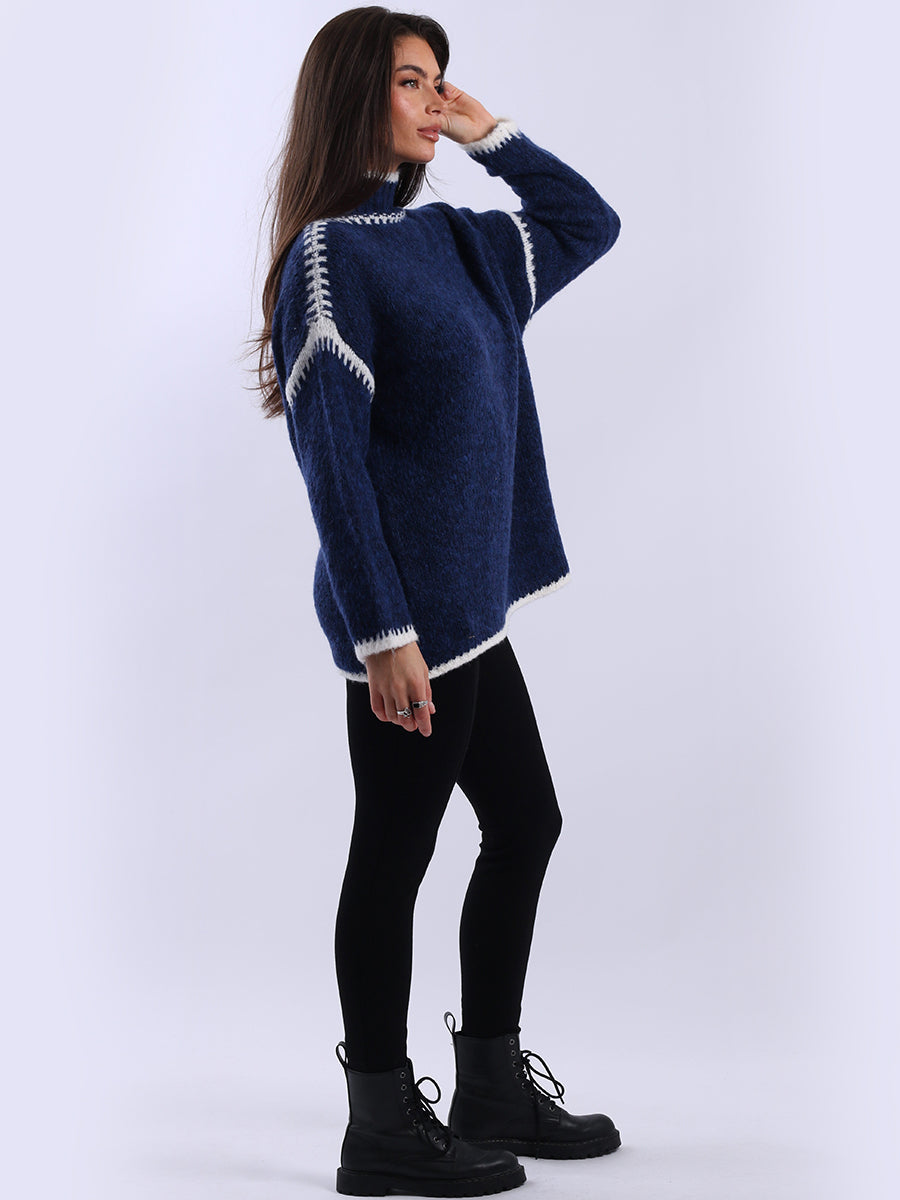 Funnel Neck Whipstitch Jumper