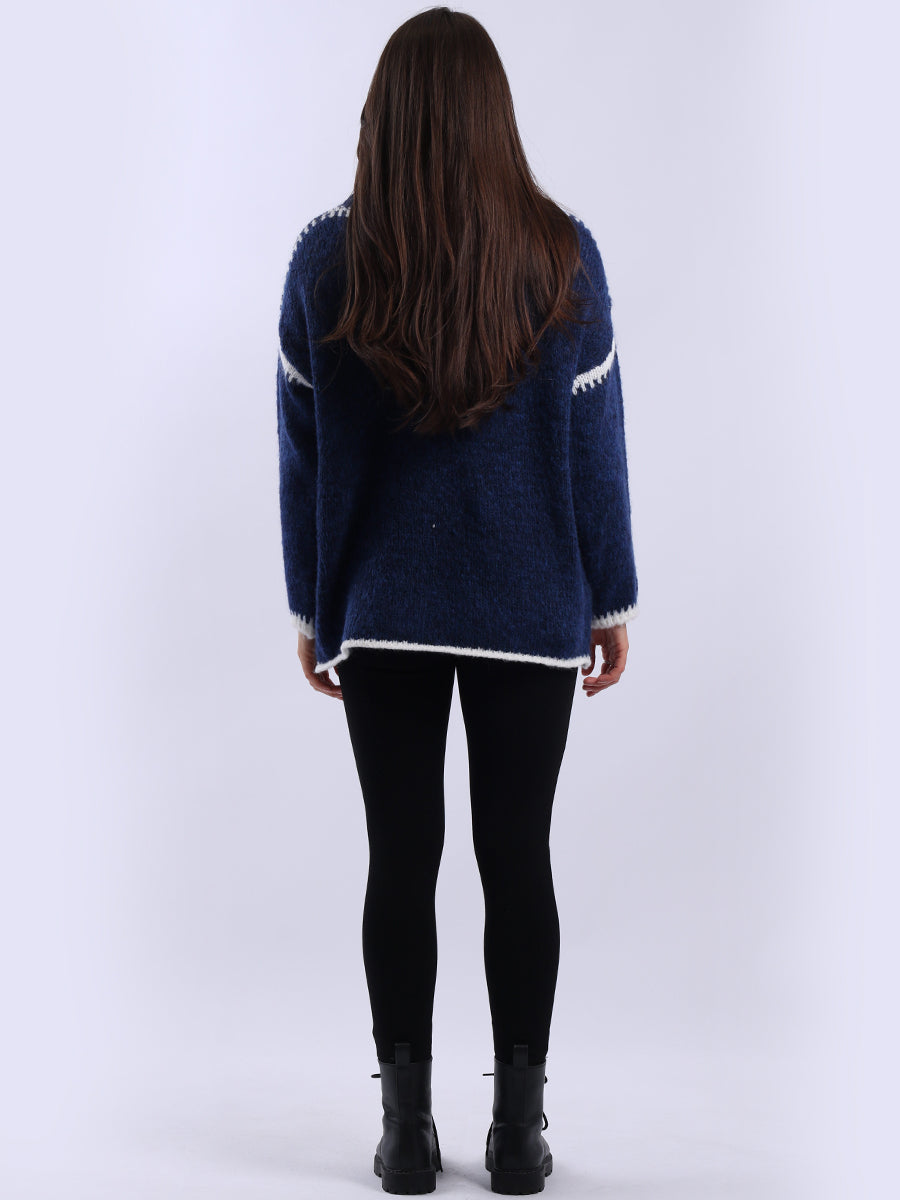 Funnel Neck Whipstitch Jumper