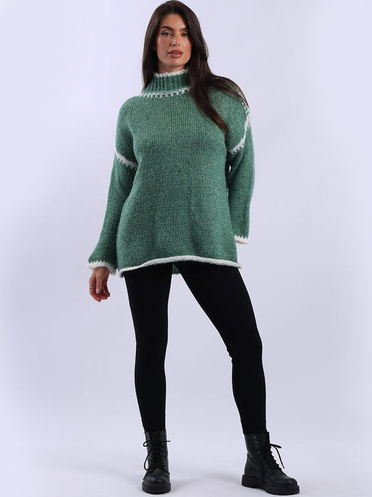 Funnel Neck Whipstitch Jumper