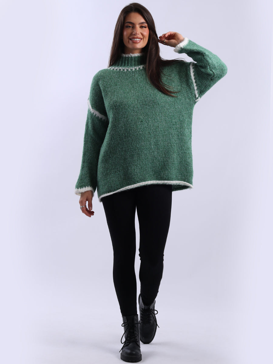 Funnel Neck Whipstitch Jumper