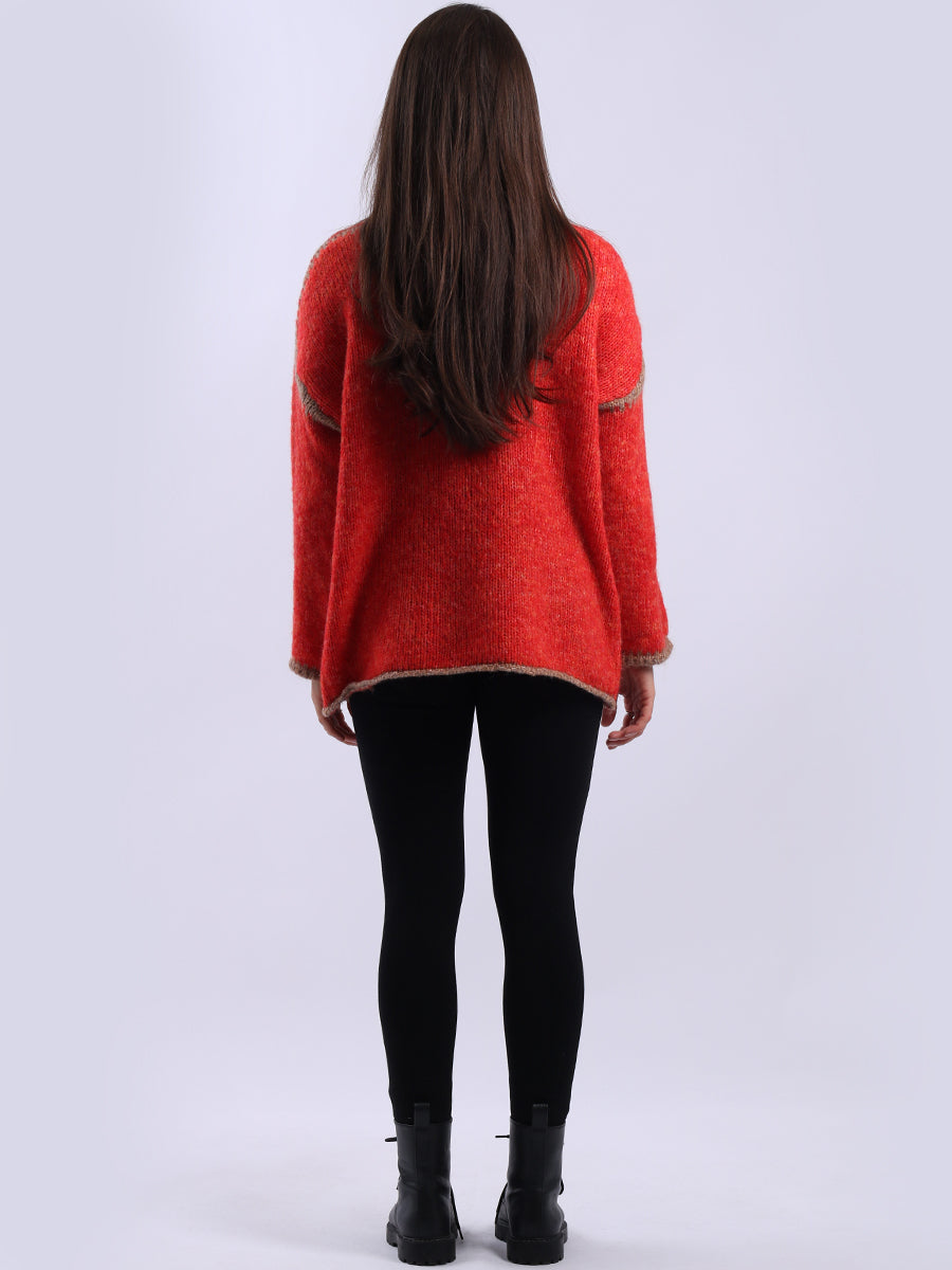 Funnel Neck Whipstitch Jumper