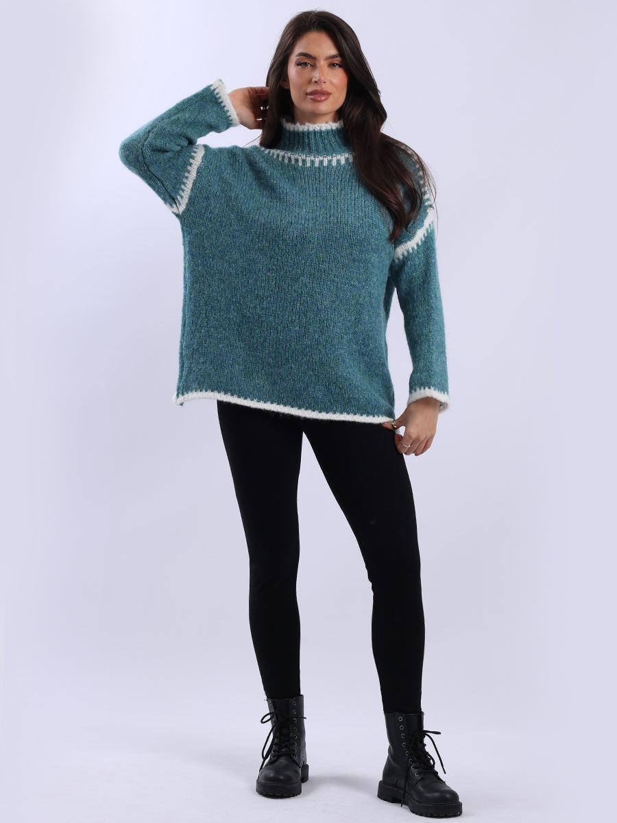 Funnel Neck Whipstitch Jumper