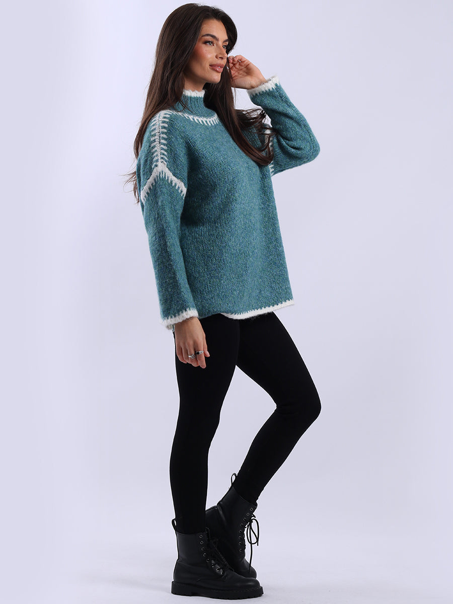 Funnel Neck Whipstitch Jumper