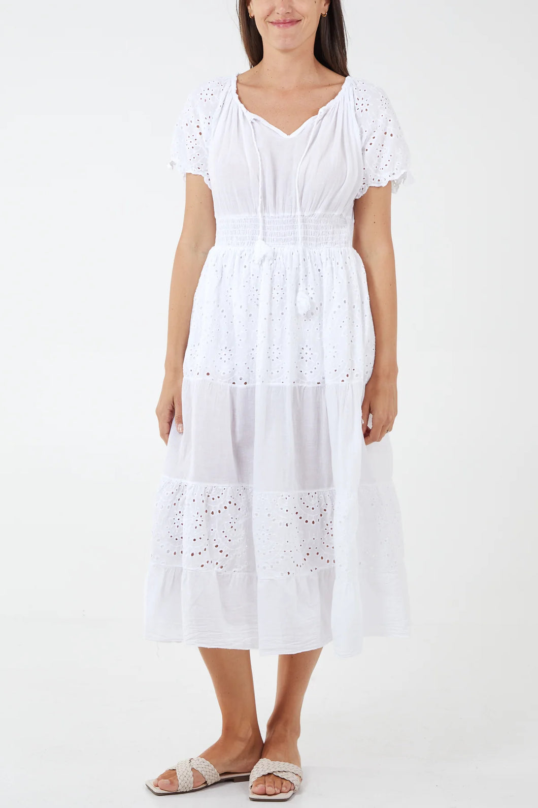 Tiered Broderie Anglaise Dress