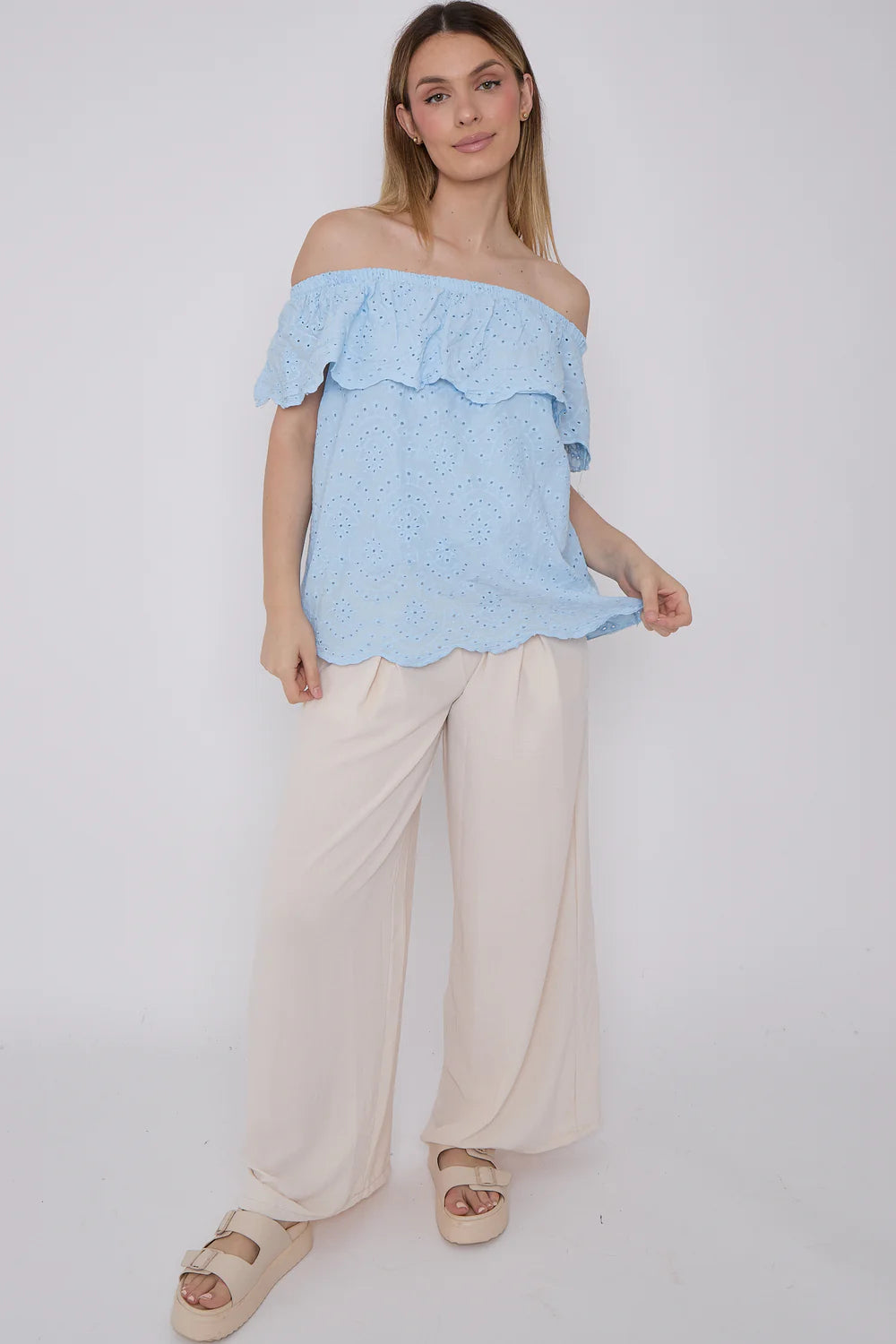 Broderie Anglaise Bardot Top