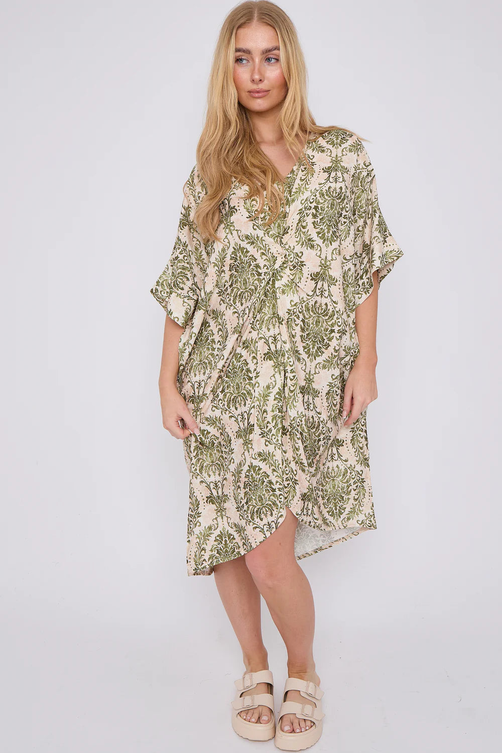 Cap Sleeve Printed Knot Dress