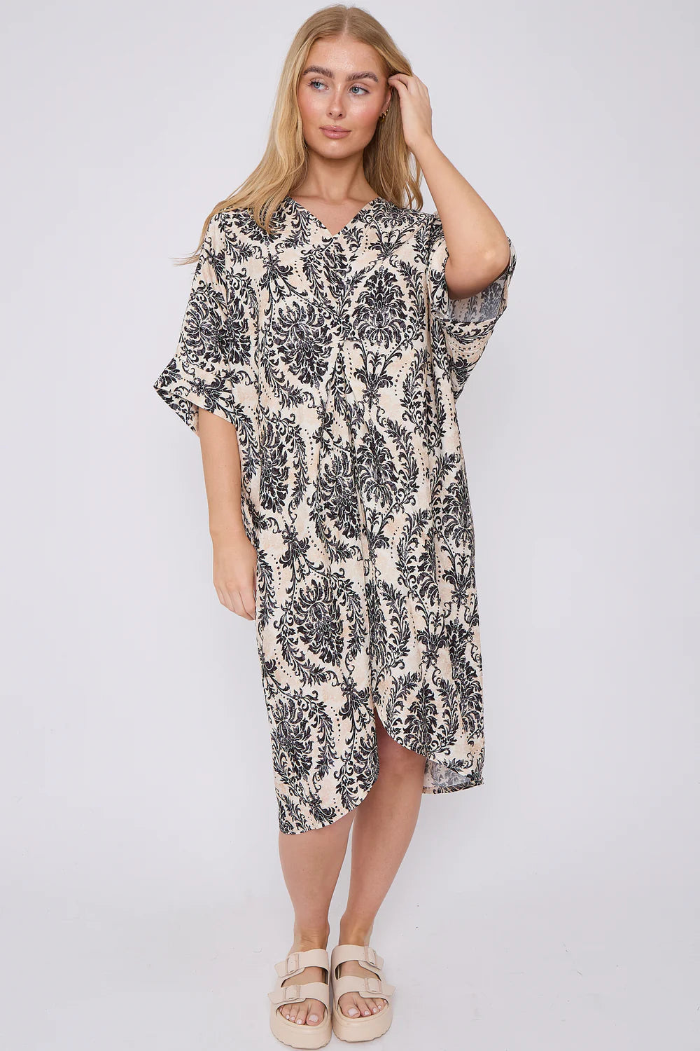 Cap Sleeve Printed Knot Dress