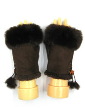 Load image into Gallery viewer, Fingerless Soft Suede and Fur Effect Gloves
