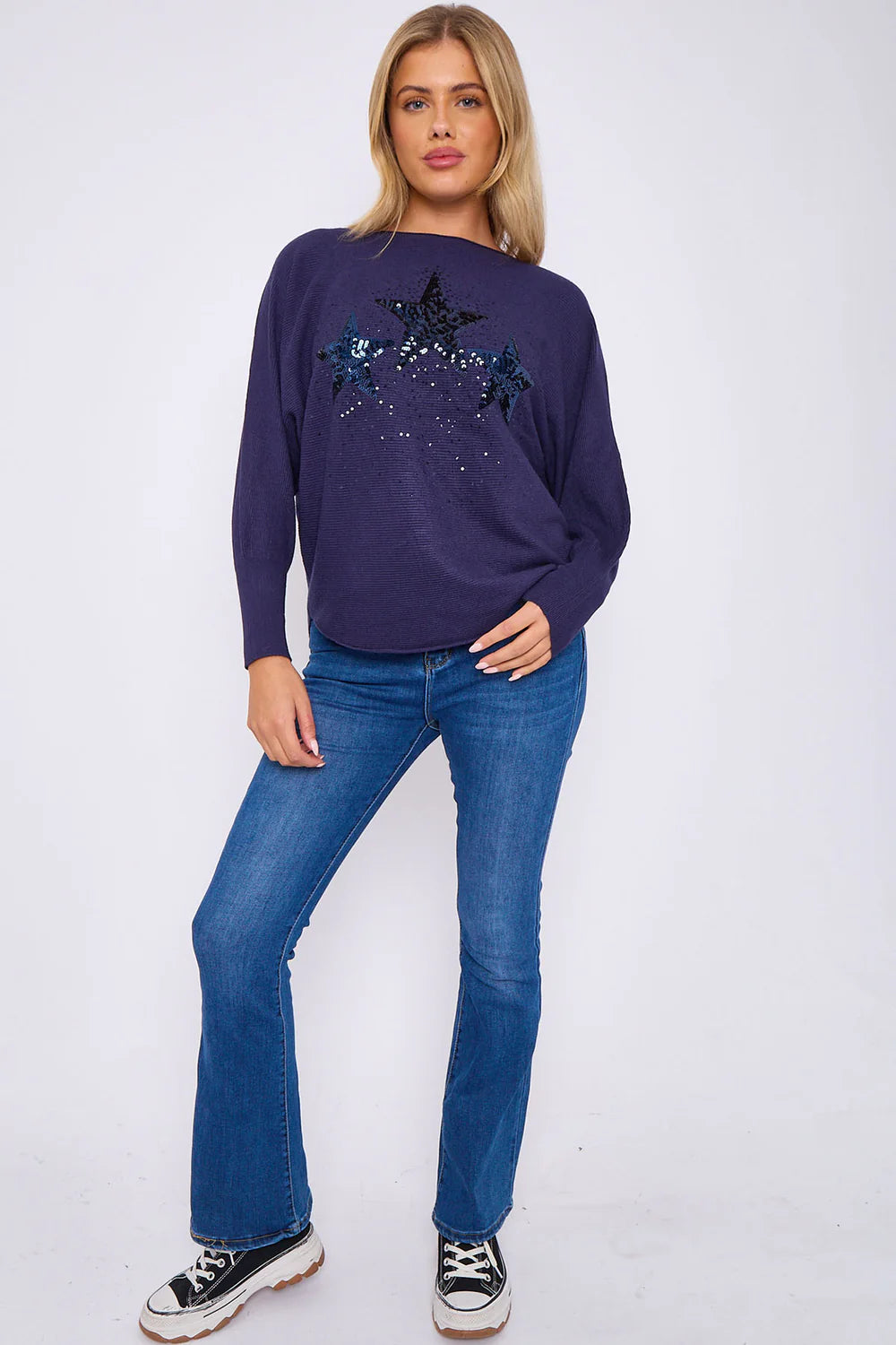 Trio Star Sequin Batwing Jumper