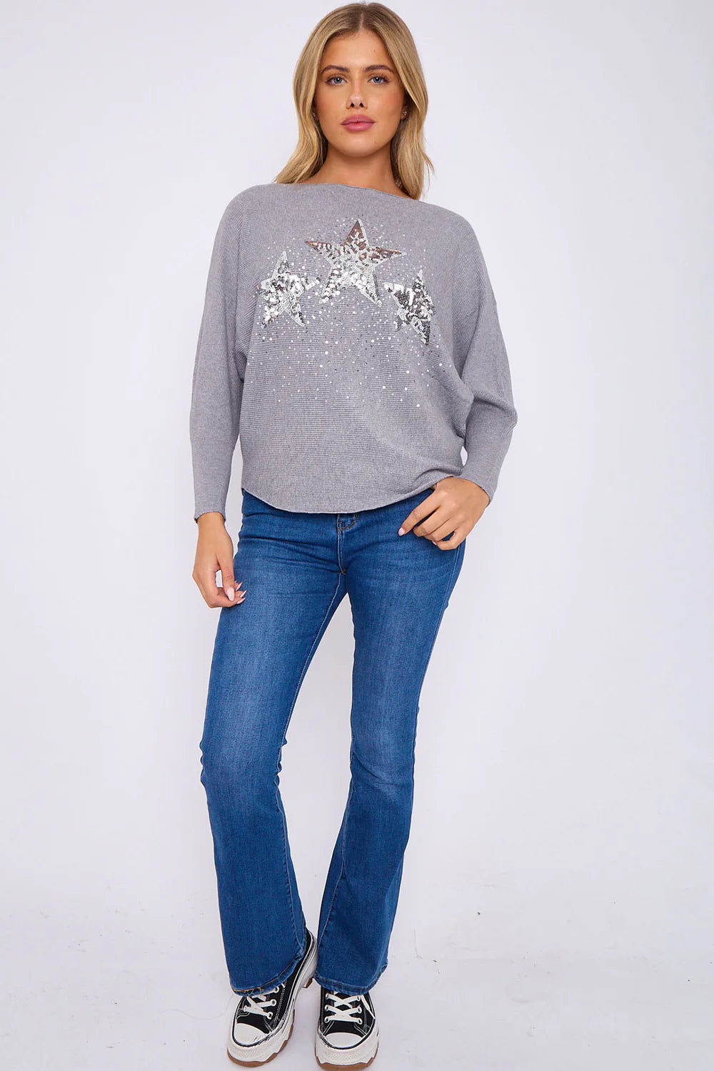 Trio Star Sequin Batwing Jumper