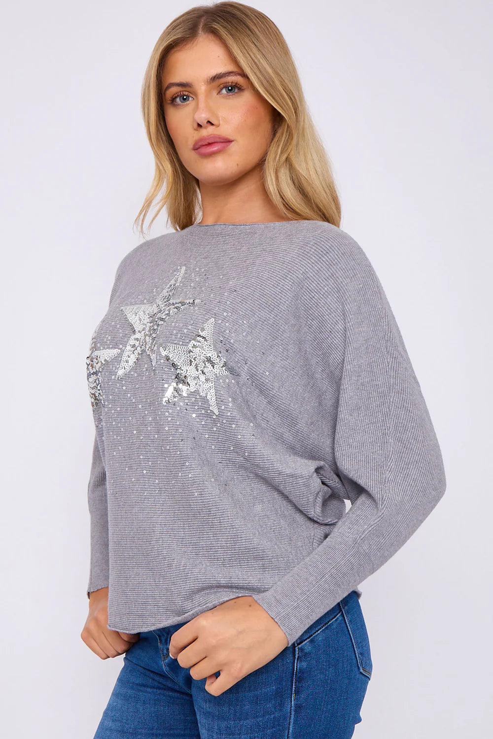 Trio Star Sequin Batwing Jumper