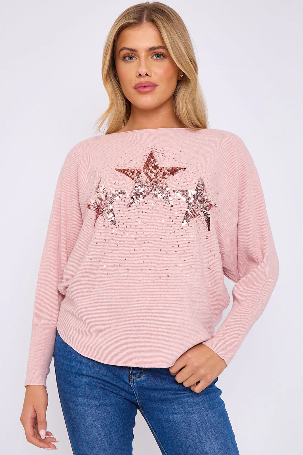 Trio Star Sequin Batwing Jumper