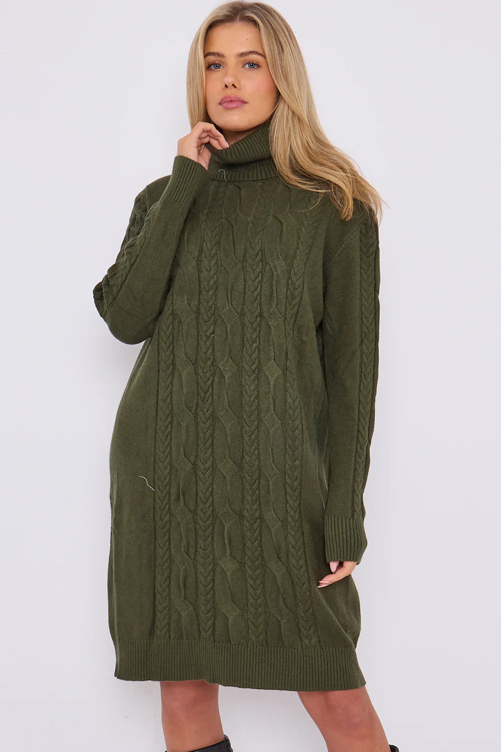 Cable Roll Neck Jumper Dress