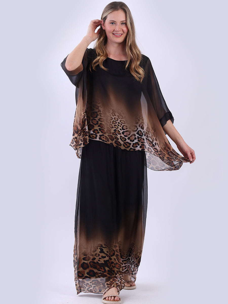 Lined Leopard Ombre Silk Tunic Top