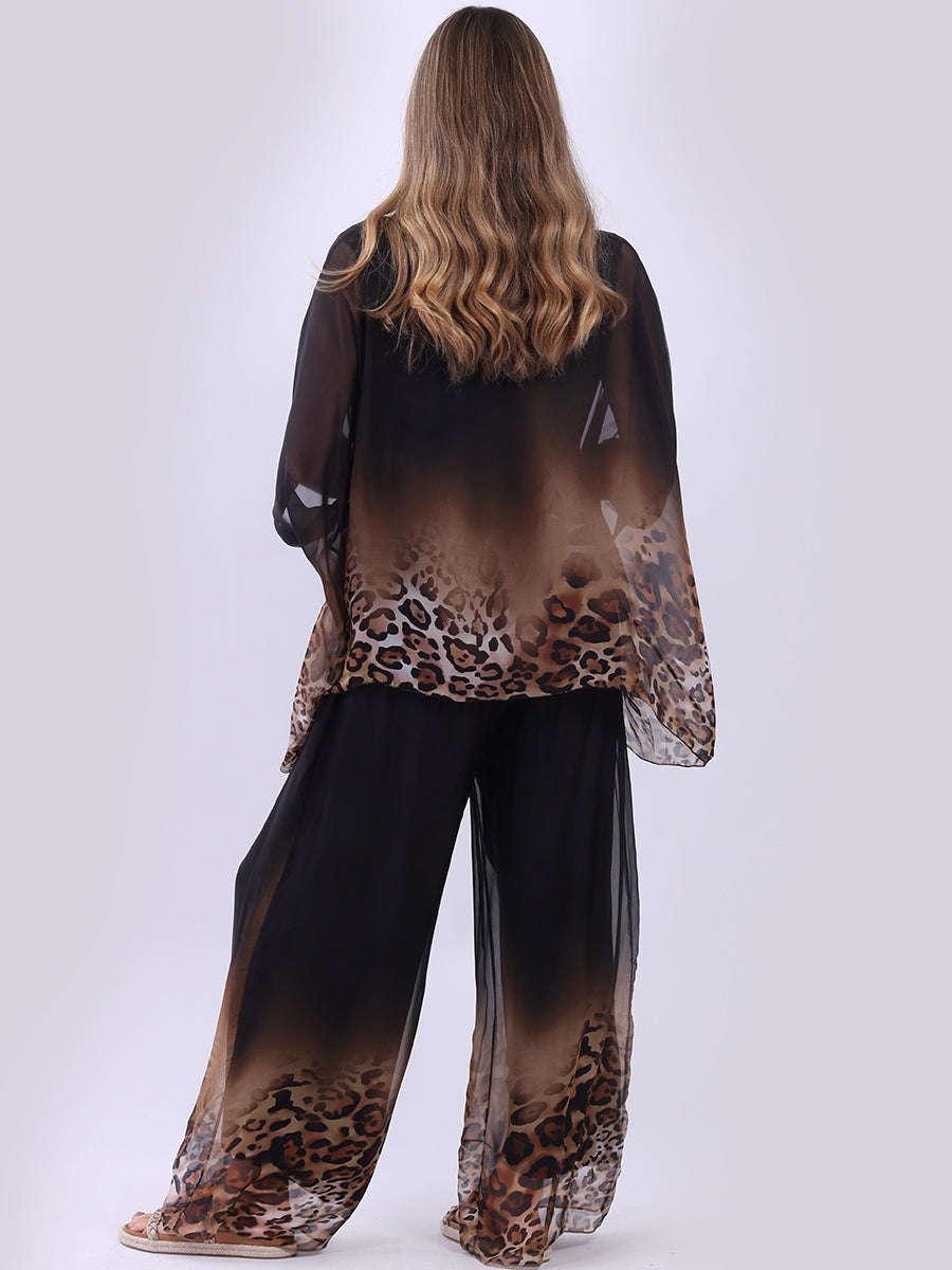 Lined Leopard Ombre Silk Tunic Top