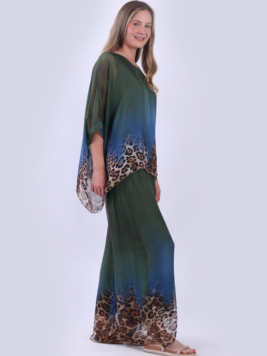 Lined Leopard Ombre Silk Tunic Top